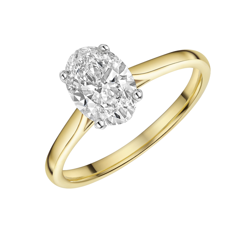 14K Yellow & White Gold 1.53ct Oval Lab Diamond Solitaire Ring