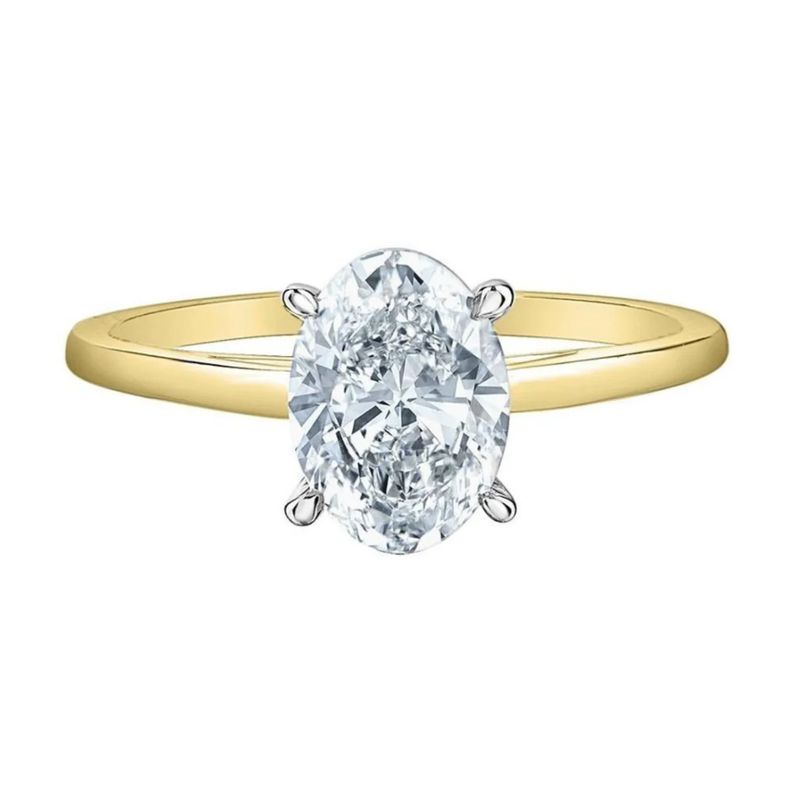 14K Yellow & White Gold 1.53ct Oval Lab Diamond Solitaire Ring