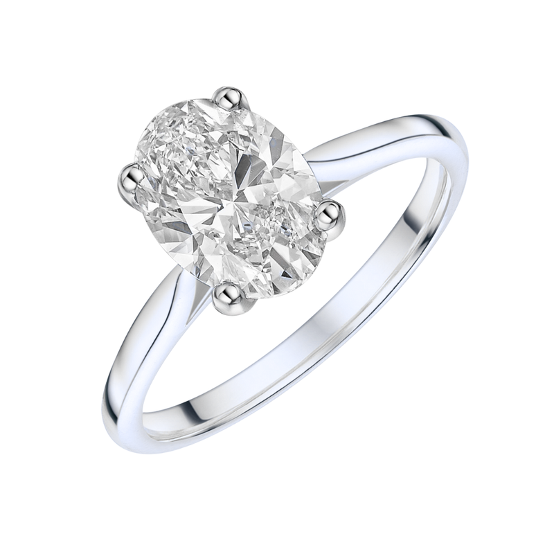 14K White Gold 2.10ct Oval Lab Diamond Solitaire Ring