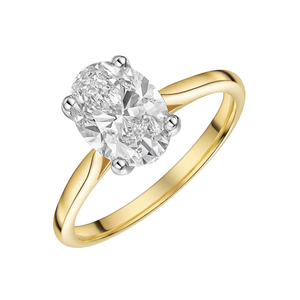 14K Yellow & White Gold 2.10ct Oval Lab Diamond Solitaire Ring