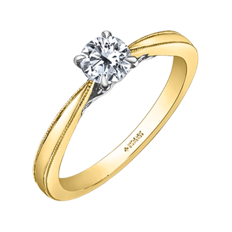 18KPD Yellow & White Gold .552ctw Canadian Diamond Ring w Underhead Detail