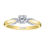 18KPD Yellow & White Gold .387ctw Canadian Diamond Ring w Side Accents