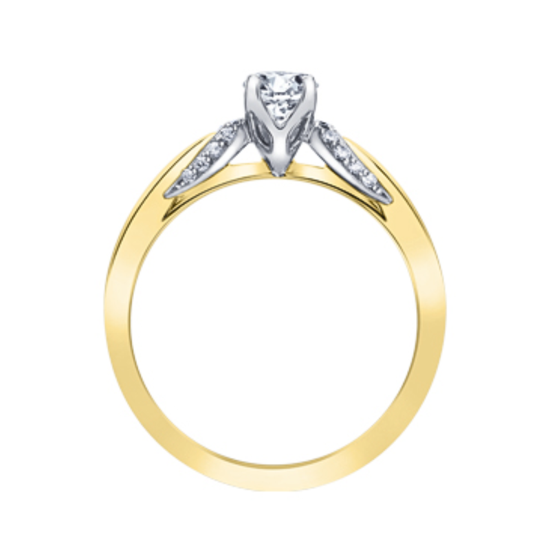 18KPD Yellow & White Gold .387ctw Canadian Diamond Ring w Side Accents