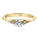 18KPD Yellow & White Gold .36ctw Canadian Diamond Ring w Side Accents & Milgrain Detail