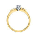 18KPD Yellow & White Gold .36ctw Canadian Diamond Ring w Side Accents & Milgrain Detail