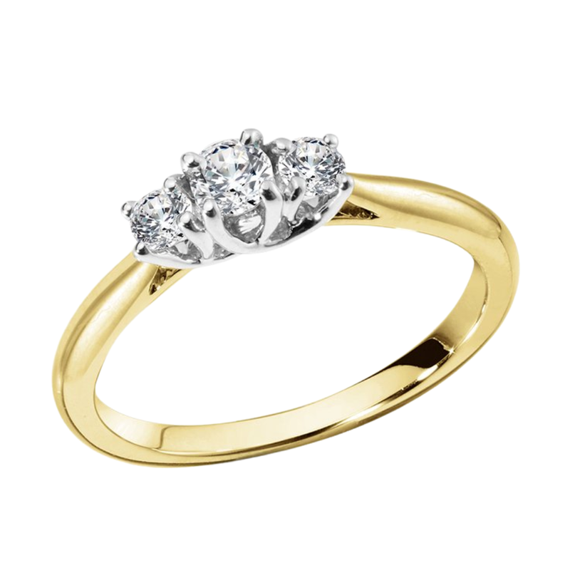 18K Yellow & White Gold .507ctw Canadian Diamond Trinity Ring