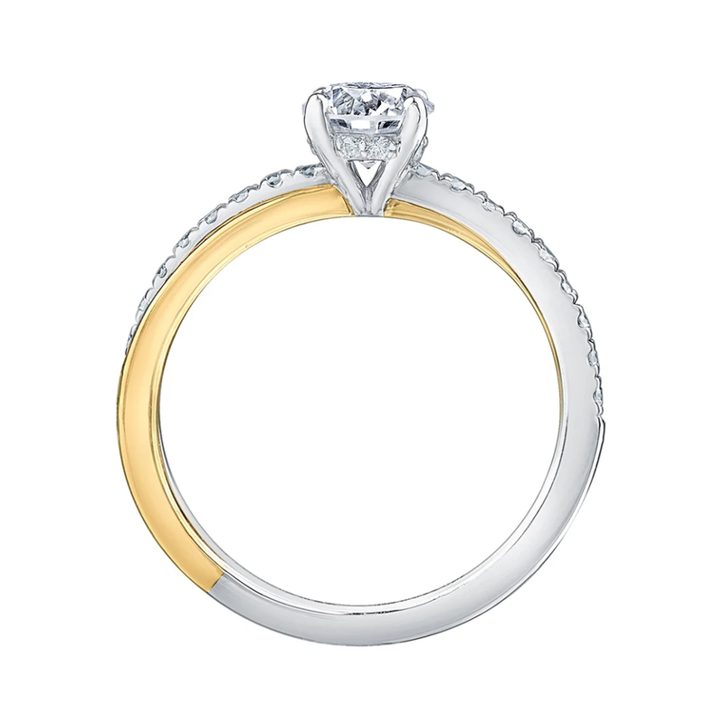 18KPD Yellow & White Gold .76ctw Canadian Diamond Ring w Crossover Sides