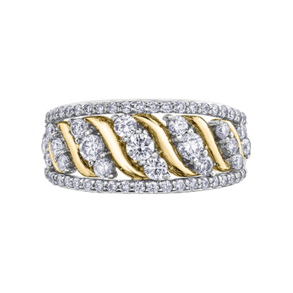 10K White & Yellow Gold 1.00ctw Diamond Envy Multi-Row Twist Band