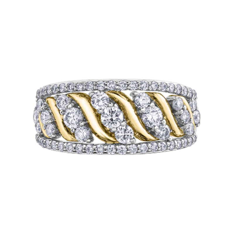 10K White & Yellow Gold 1.00ctw Diamond Envy Multi-Row Twist Band