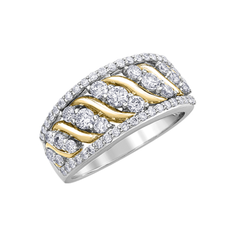 10K White & Yellow Gold 1.00ctw Diamond Envy Multi-Row Twist Band