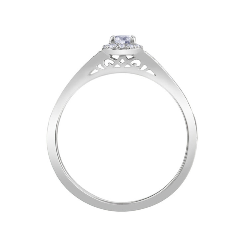 10K White Gold .256ctw Canadian Diamond Halo Ring w Sides