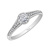 10K White Gold .256ctw Canadian Diamond Halo Ring w Sides