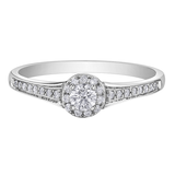 10K White Gold .256ctw Canadian Diamond Halo Ring w Sides