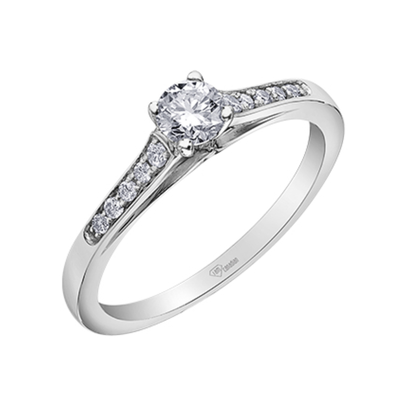 14K White Gold .41ctw Canadian Diamond Ring w Channel Sides