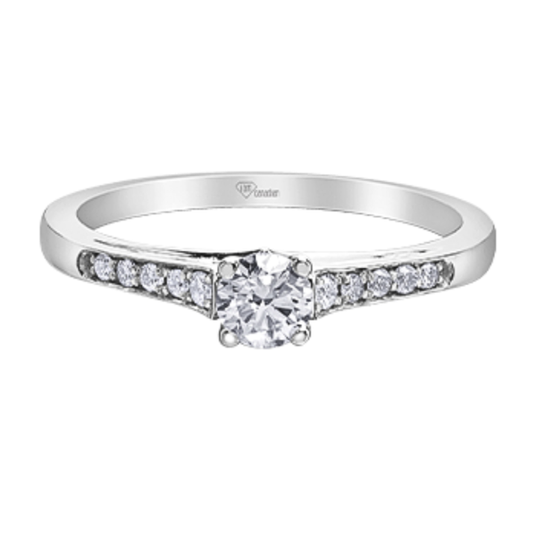 14K White Gold .41ctw Canadian Diamond Ring w Channel Sides