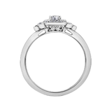 10K White Gold .236ctw Canadian Diamond Halo Ring w Side Accents & MIigrain Detail