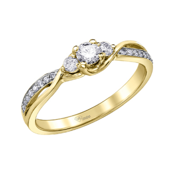 10K Yellow Gold .33ctw Canadian Diamond Ring w Twisted Band & Channel Sides