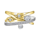 14K Yellow & White Gold .444ctw Canadian Diamond Crossover Geometric Ring