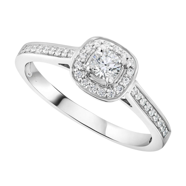 10K White Gold .19ctw Illuminaire Diamond Halo Ring