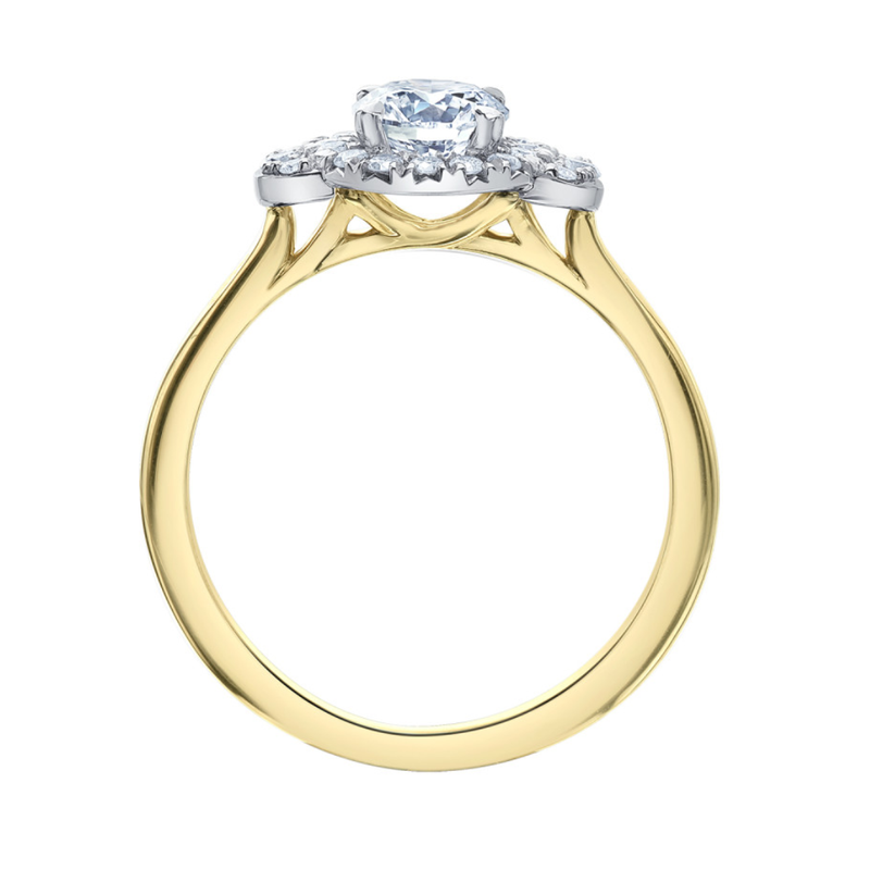 14K Yellow & White Gold .924ctw Canadian Diamond Halo Ring