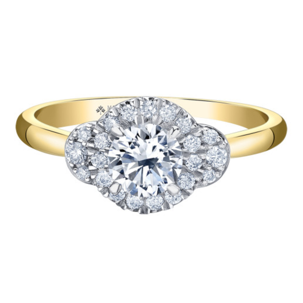 14K Yellow & White Gold .924ctw Canadian Diamond Halo Ring
