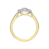 14K Yellow & White Gold .59ctw Canadian Diamond Double Halo Ring w Channel Sides