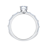 14K White Gold 1.045ctw Canadian Emerald Diamond Ring w Baguette & Princess cut Sides