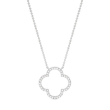 14K White Gold .08ctw Diamond Clover Necklace