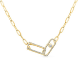 14K Yellow Gold .21ctw Diamond Interlocking Paperclip Necklace