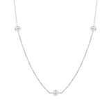 14K White Gold .28ctw Diamond Micro Bezel Necklace