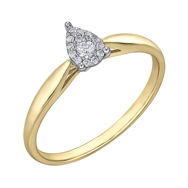 10K Yellow & White Gold .084ctw Diamond Illuminaire Pear Shape Illusion Ring