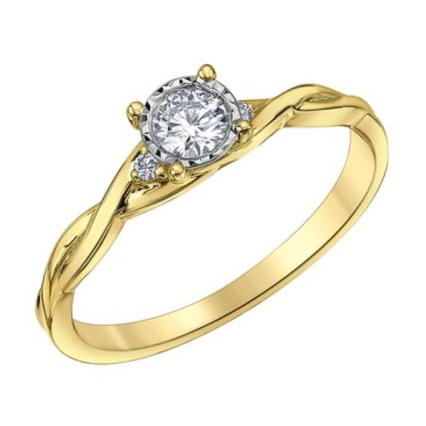 10K Yellow & White Gold .20ctw Diamond Illuminaire Ring w Twisted Band
