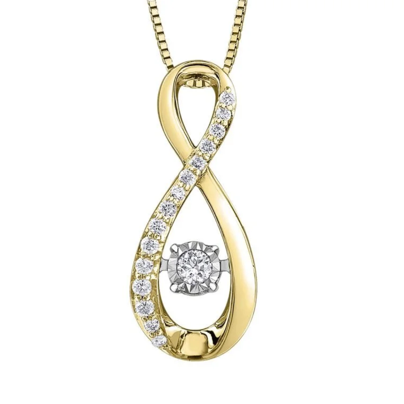 10K Yellow & White Gold .10ctw Diamond Pulse Illusion Infinity Pendant on a Chain