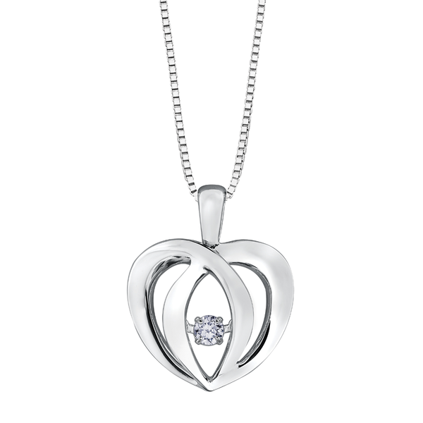 Sterling Silver .05ct Diamond Pulse Pendant on a Chain