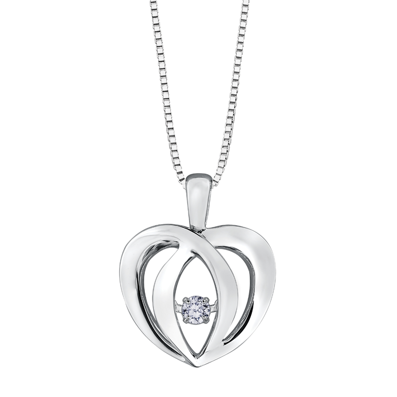 Sterling Silver .05ct Diamond Pulse Pendant on a Chain