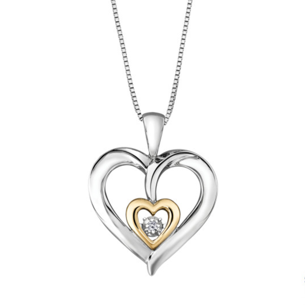 Sterling Siler & 10K .02ct Diamond Pulse Heart Pendant on a Chain