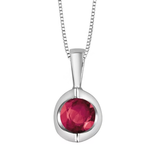 10K White Gold Mezza Luna Ruby Pendant on Chain