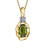 10K Yellow Gold Peridot & .01ct Diamond Pendant on a Chain