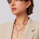 Jenny Bird Puffy Heart High Polish Silver Necklace