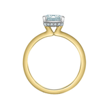 14K Yellow & White Gold 2.178ctw Lab Grown Emerald Diamond Half Bezel Ring w Hidden Halo