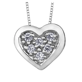 FJ 10K White Gold .05tw Diamond Heart Pendant with Chain