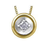 FJ 10K Yellow Gold .035ct Diamond Bezel Pendant with Chain