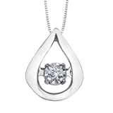 FJ 10K White Gold .02ct Diamond Pulse Pendant with Chain