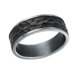 7mm Tantalum & Black Hammered Carbon Fiber Band Size 11