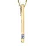 FJ 10K Yellow Gold .008ct Diamond Bar Pendant with Chain