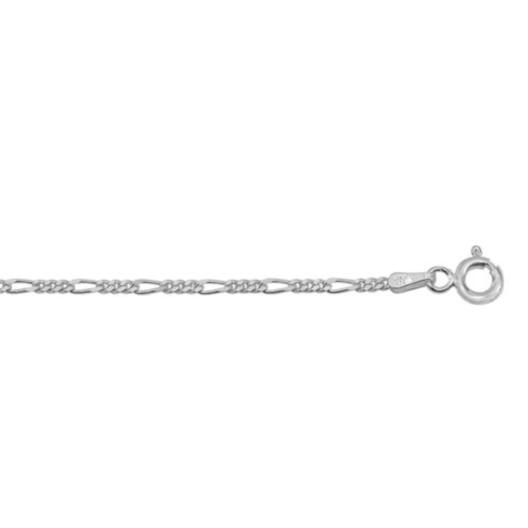 Sterling Silver 9"+1" Figaro 1.7mm Link Anklet