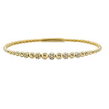 14K Yellow Gold .21ctw Diamond Beaded Flex Bangle
