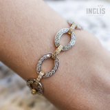 14K White & Yellow Gold 4.32ctw Diamond Circle Link Tennis Bracelet