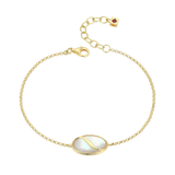 Elle "Twist" Gold Plated Oval White Mother Of Pearl Bracelet