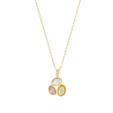Elle "Riviere Gems" Gold Plated Mother of Pearl & Rose Quartz Necklace